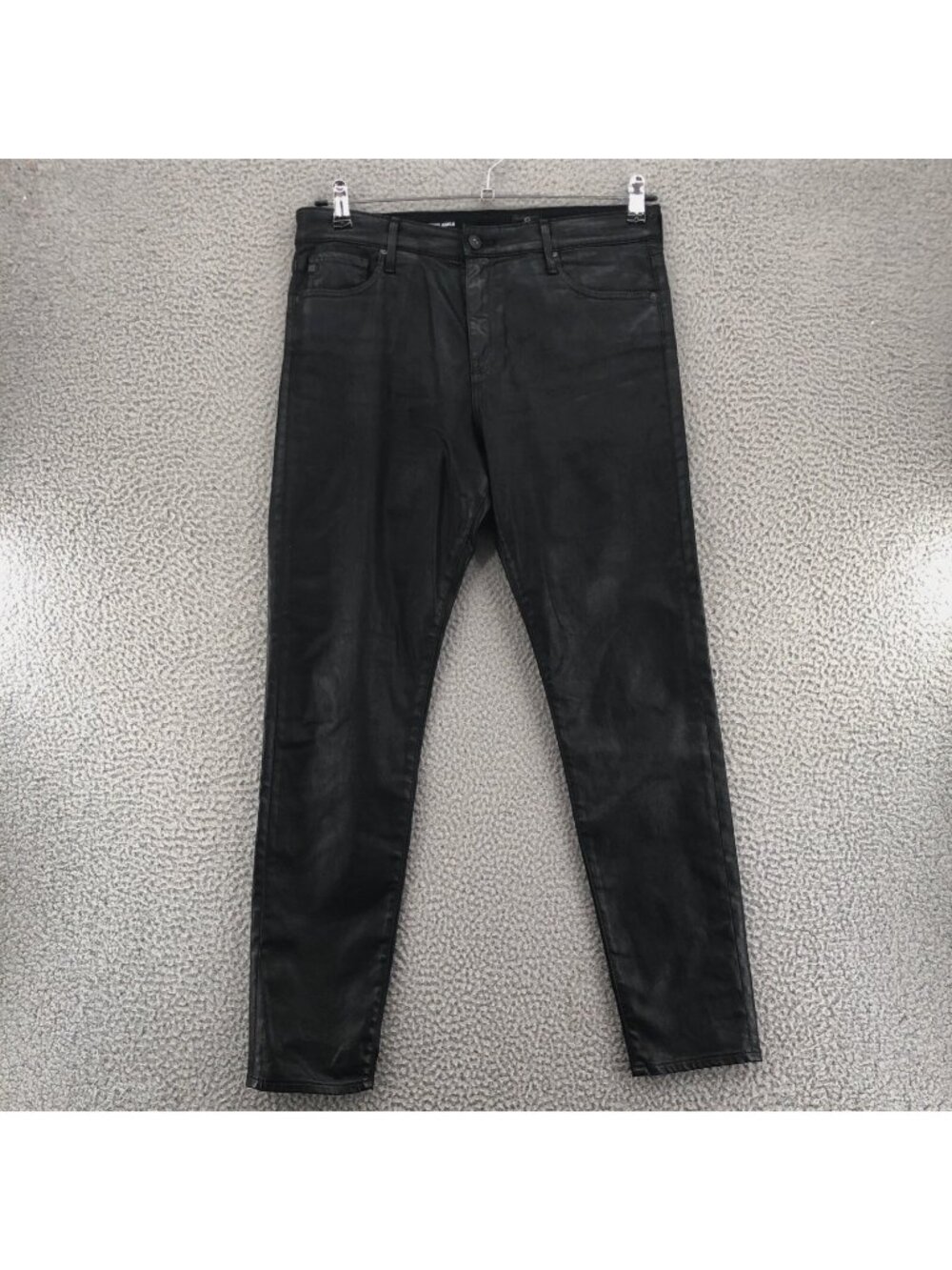 AG Adriano Goldschmied Jeans Womens 32R Farrah Black Faux Leather Skinny Ankle